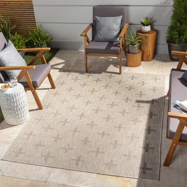 Daucourt Indoor & Outdoor Boho Jute-Look Rug Beige/Ivory