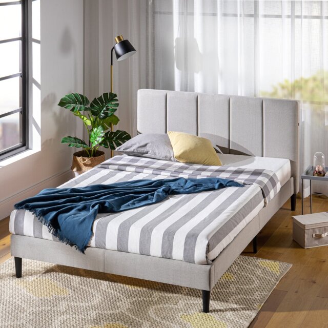 Arley Upholstered Bed frame with Headboard and Smart USB Port