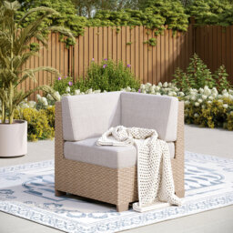 71.1Cm Wide Outdoor Wicker L-Shaped Patio Sofa with Cushions