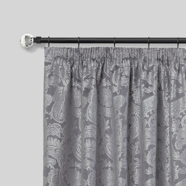 Crystal Brushed Silver Stainless Steel Adjustable 160cm to 300cm 2cm Single Curtain Pole