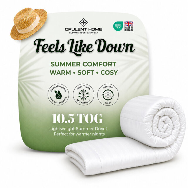 Opulent Home Premium Anti-Allergy Duvet Quilt 10.5 TOG - Lightweight Stripe All Season Comforter