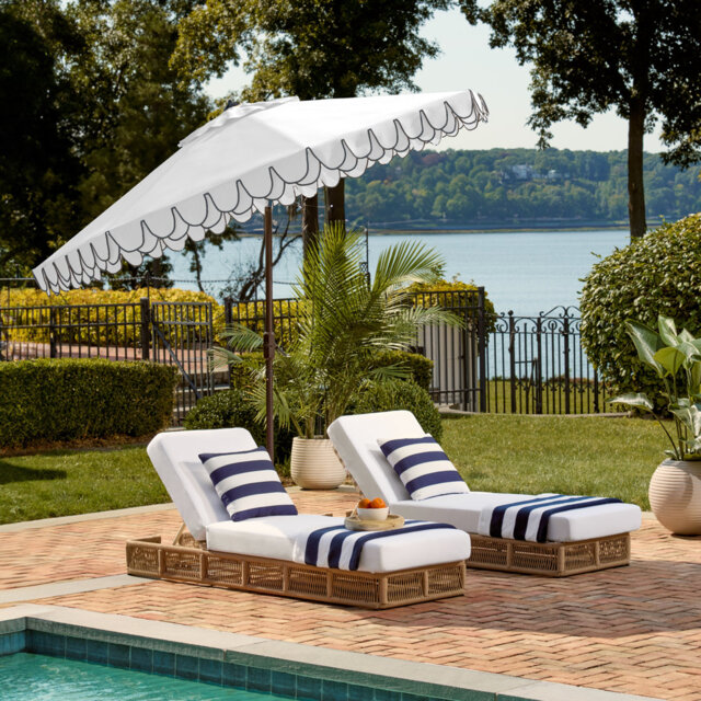 Outdoor Uv Resistant Elegant Valance Manual Tilt Umbrella