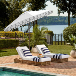 Outdoor Uv Resistant Elegant Valance Manual Tilt Umbrella
