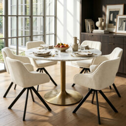 Modern Fabric Swivel Upholstered Dining Chair With Arm