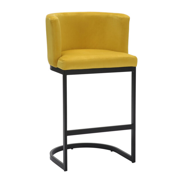 Velino Matt Black Cantilever Bar Stool Grey Velvet