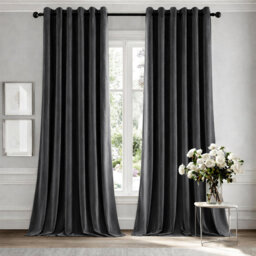 Heavy Crushed Ready Made Velvet Eyelet Curtains (Set Of 2)
