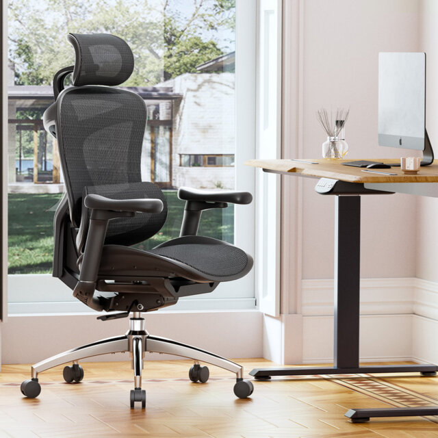 Ergonomic Office Chair with 3D Armrests, Dynamic Lumbar Support