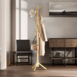 8 - Hook Wooden Coat Stand With Adjustable Height Hallway Entryway Furniture