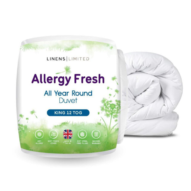 Linens Limited Allergy Fresh Duvet, Made in the UK, All Year Round Quilt, Soft and Comfy, Anti Allergy Hollowfibre, Machine Washable