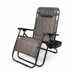 ROYALFORD Zero Gravity Chair - Folding Reclining Garden Chair with Cup Holder, Phone Tray & Adjustable Headrest - Breathable Textilene Fabric Steel Fr
