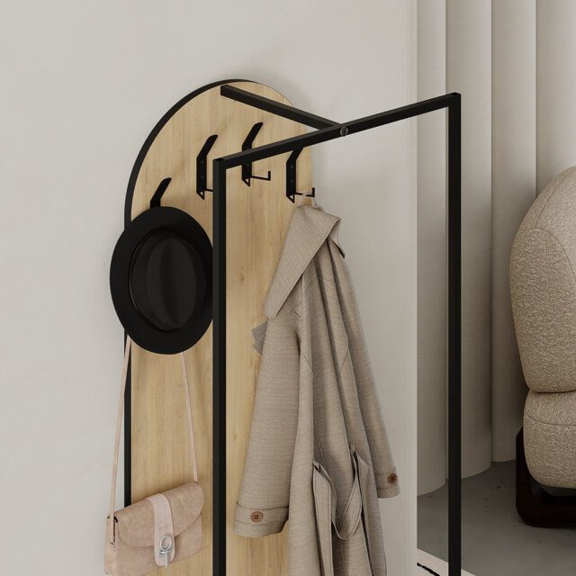 Akalya Hall Stand Coat Rack with Shoe Storage 180cm High