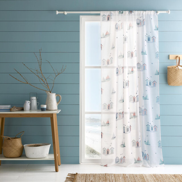 Beach Huts 100% Recycled Polyester Sheer Single Panel