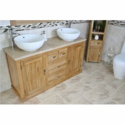 Demars Solid Oak 1430mm Free-Standing Vanity Unit