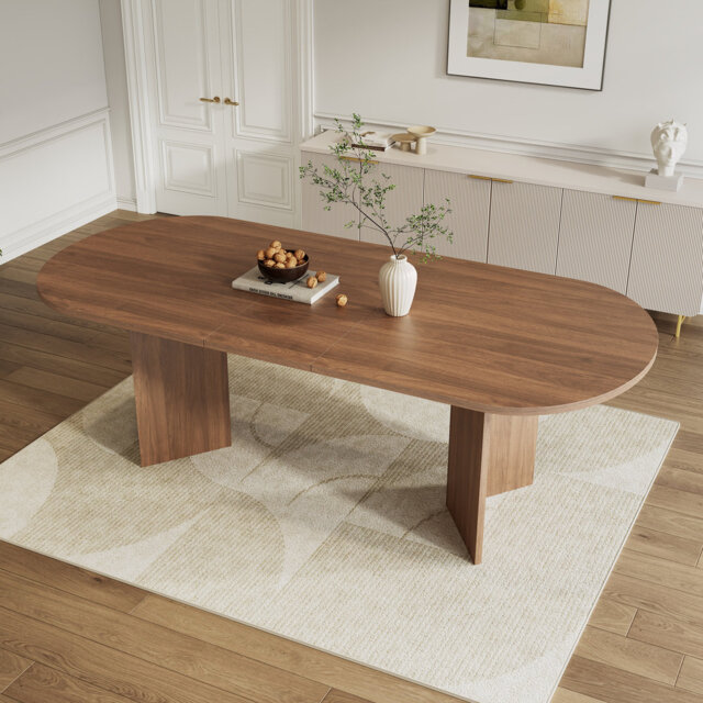 Extendable Dining Table For 4 To 8 People - 18mm Thickened Top, Round Corners, Modern Design