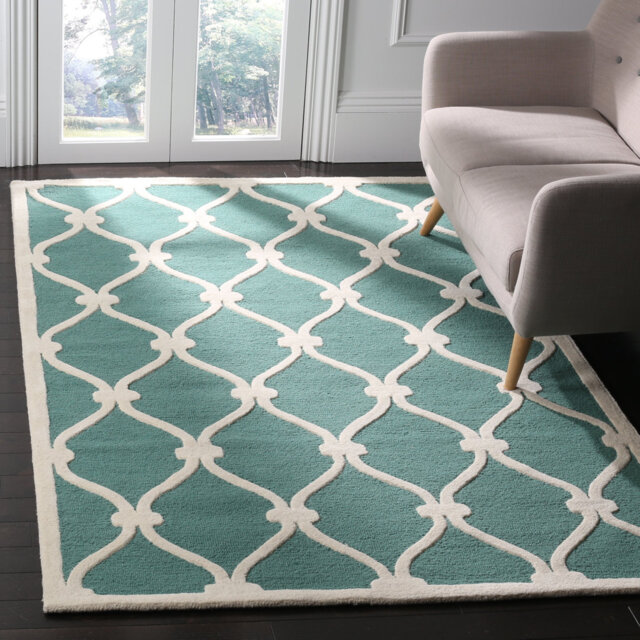 Neva Hand Tufted Wool Teal/Ivory Rug