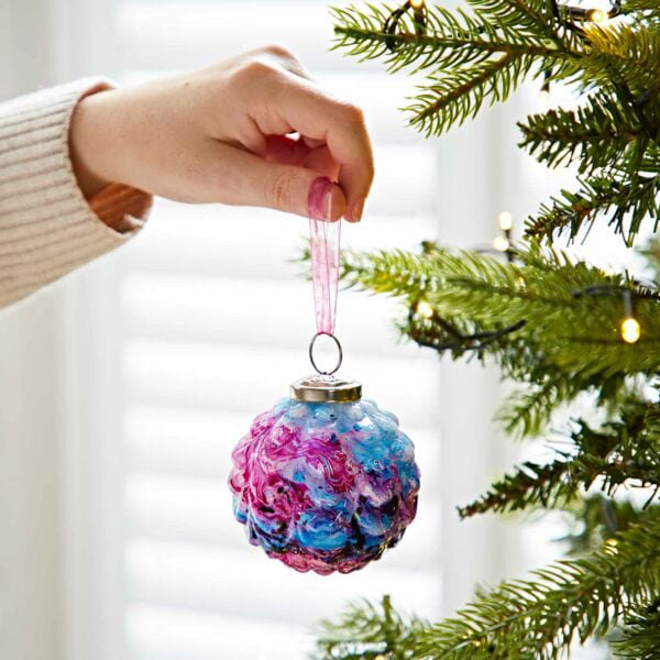 7cm Marble Glass Bauble