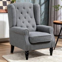 Wingback Accent Chair, Retro Upholstered Button Tufted Occasional Chair For Living Room And Bedroom,