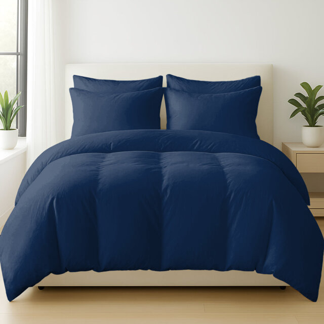Cotton Solid Colour Duvet Cover Set with Pillow Shams Included