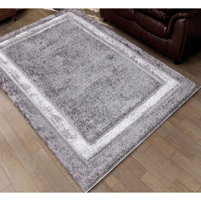 Amber-May Soft Shaggy Grey Indoor/Outdoor Rug