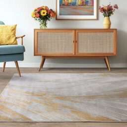 Deran Swirl Yellow/Silver/Cream Area Rug