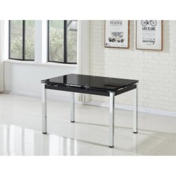 Graford Extendable Glass Top Metal Base Dining Table
