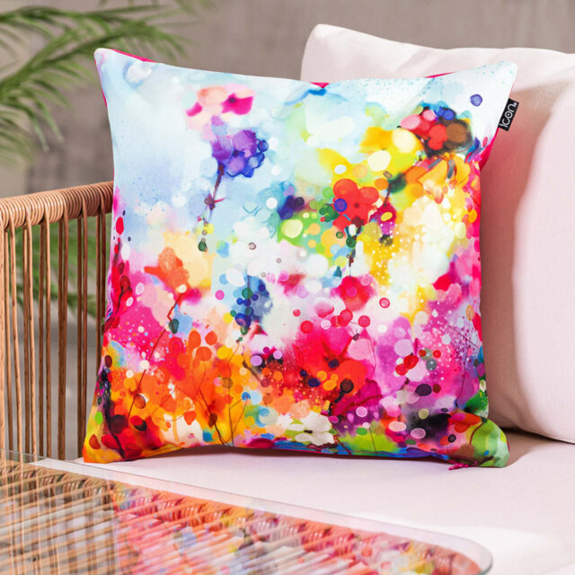 Indoor / Outdoor Abstract Pink Square Cushion