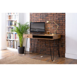 Palumbo Solid Wood Top Metal Base Writing Desk