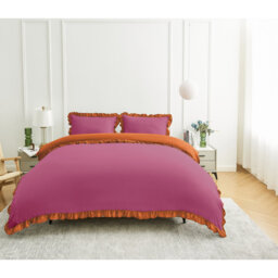 Luxury Embroidered Frill Polycotton Duvet Cover Set with Pillowcases Soft Easy Care Breathable Bedding