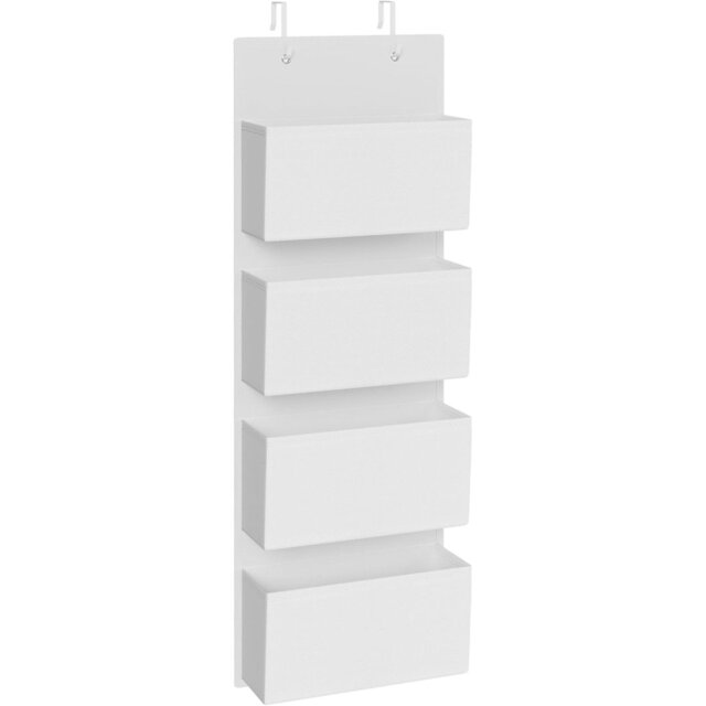 Over Door Storage Organiser, Wardrobe Storage Organiser, Behind Door Hanging Organiser, 4 Pockets, For Bedroom, Office, Pantry, Kitchen, 12 X 33.5 X 1
