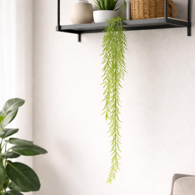 100Cm Artificial Trailing Rhipsalis Style Hanging Plant - Light Green Tips