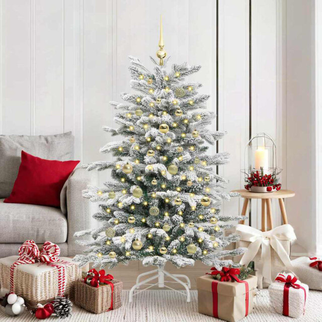 Artificial Hinged Christmas Tree White PE and PVC