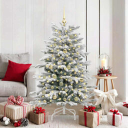 Artificial Hinged Christmas Tree White PE and PVC