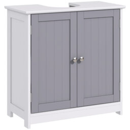Bathroom Vanity Base Only, 60X60cm Under-Sink Storage Cabinet White And Grey