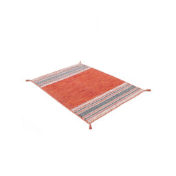 Azizi Striped Hand Woven Cotton Orange Rug