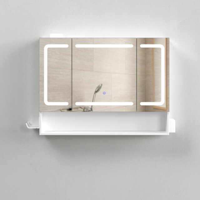 LED Mirror Cabinet, Wall Mounted Bathroom Vanity Cabinet with Backlit Anti-Fog LED Mirror