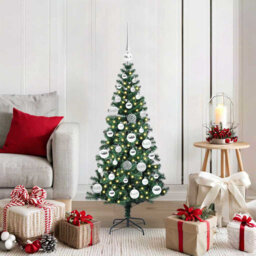 vidaXL Artificial Pre-lit Christmas Tree Green PVC and Metal
