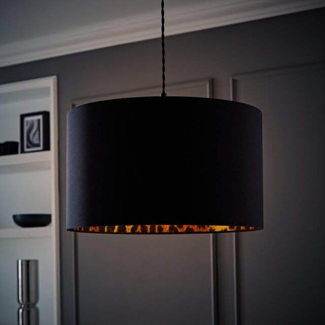 Aljet Blended Fabric Drum Lamp Shade ( Slip-On ) in Black