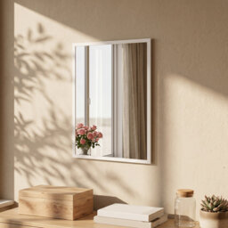 HOMCOM Decorative Rectangular Wall Mirror Wall-Mounted, 70 x 50 cm, White