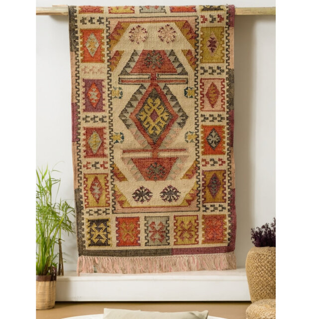 Hartsburg Geometric Hand Woven Flatweave Indoor / Outdoor Area Rug