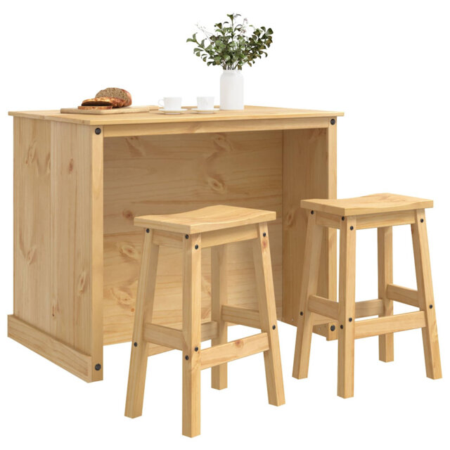 Solid Wood Kitchen Island Set