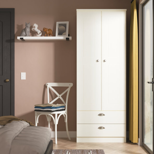 Conners 2 Door 2 Drawer Wardrobe in Reed Green & Riviera Oak