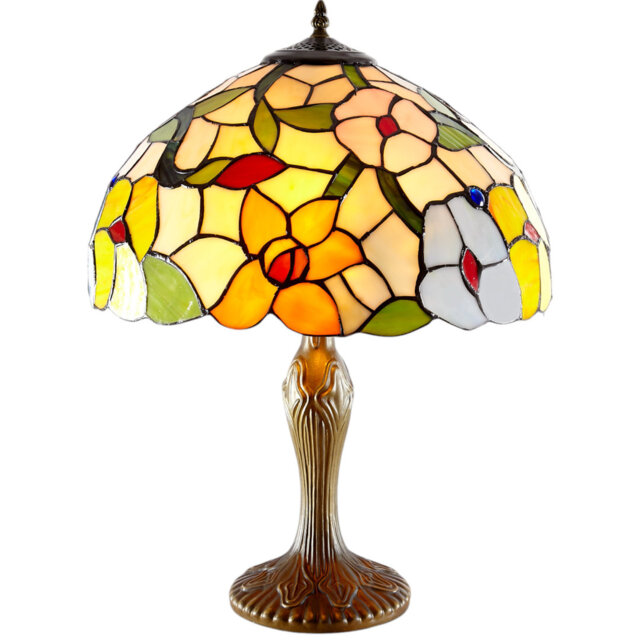 Mintz Spring Flower Stained Glass Tiffany Table Lamp -