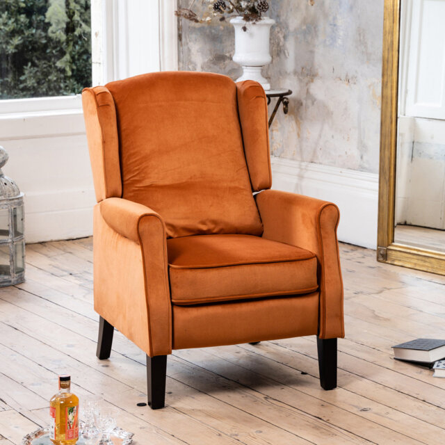 Airell 70cm Wide Velvet Wing Chair Recliner