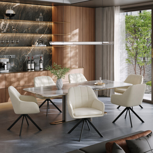 Modern Fabric Swivel Upholstered Dining Chair With Arm