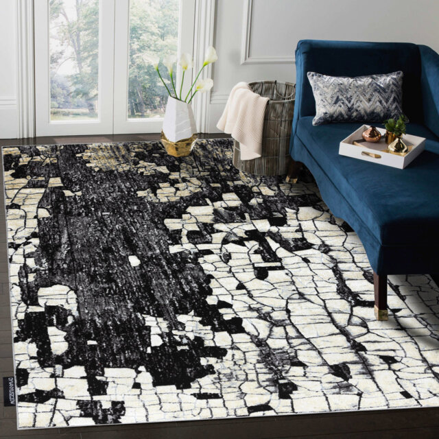 Modern de Luxe rug for the living room, bedroom, brick paving - structural gold / gray