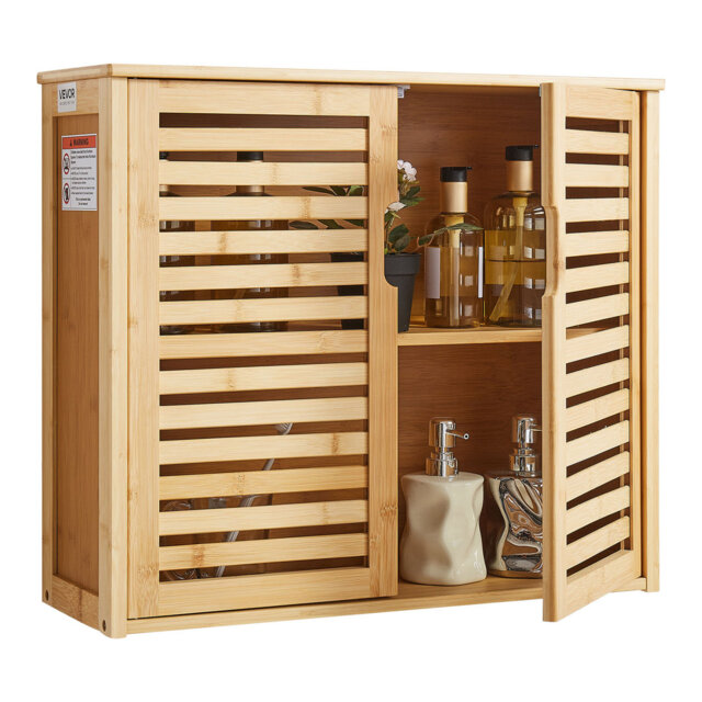 Bathroom Wall Cabinet, 2 Doors and Adjustable Shelf with 3 Height Levels, Over the Toilet Storage Medicine Cabinet Wall Mounted, Hanging Organizer wit