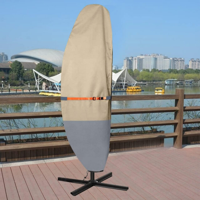 Parasol Cover,Umbrella Cover 420D Oxford Fabric Patio Umbrella Covers with Zip, for 9ft to 13ft Garden Outdoor Umbrella Khaki