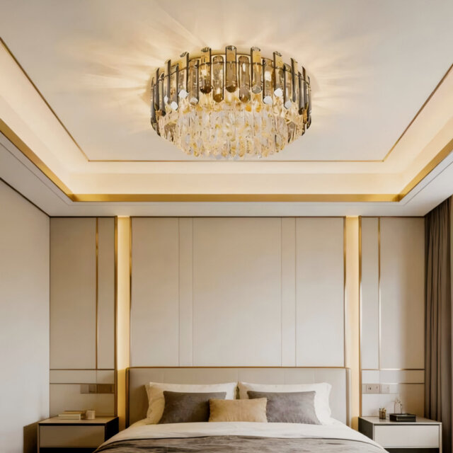 Chandelier Crystals Ceiling Lighting Fixtures Modern Crystal Ceiling Lights For Living Room Super Bright Semi Flush Mount Ceiling Light Ceiling Lamp D