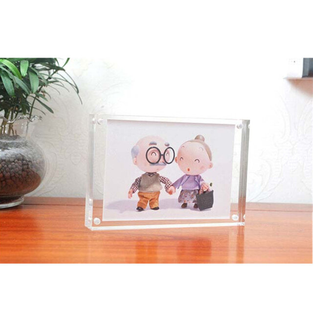 TRIXES Acrylic Photo Frame - Clear Freestanding Picture Frame with Magnets –Cherished Memories