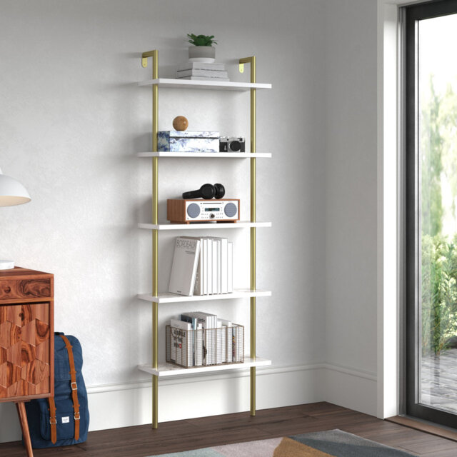 Iker 174cm H x 60cm W Stainless Steel Ladder Bookcase